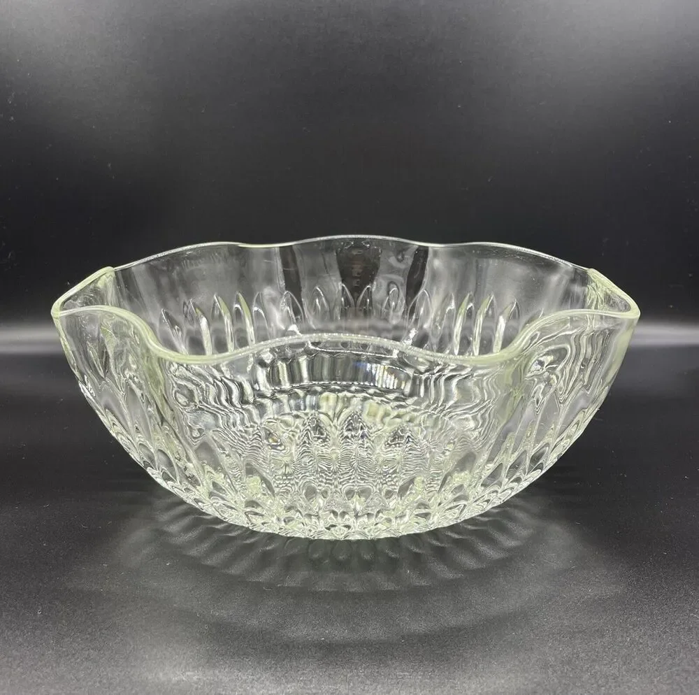Clear Fluted Cut Glass Bowl 10 1/2